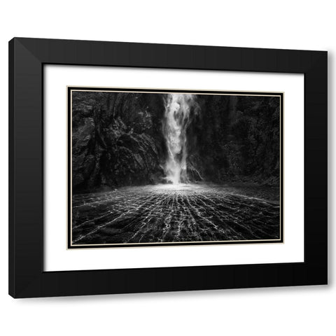 Sky Fall Black Modern Wood Framed Art Print with Double Matting by Shi, Fei