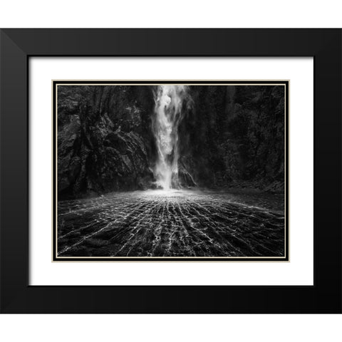 Sky Fall Black Modern Wood Framed Art Print with Double Matting by Shi, Fei