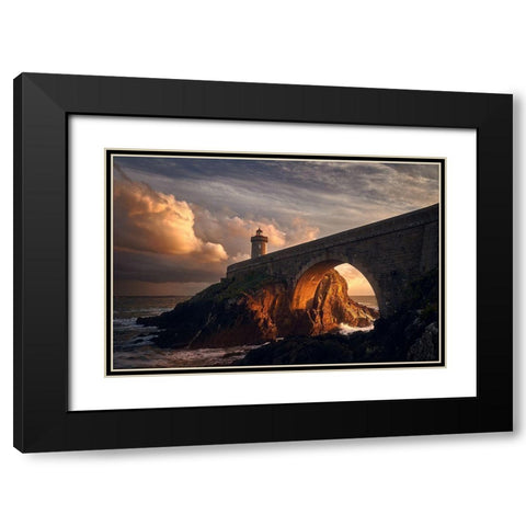 Under The Bridge Black Modern Wood Framed Art Print with Double Matting by Denis