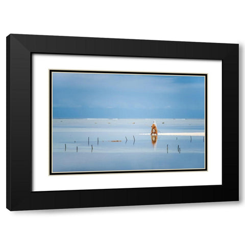 Low Tide Black Modern Wood Framed Art Print with Double Matting by Milushev, Anca