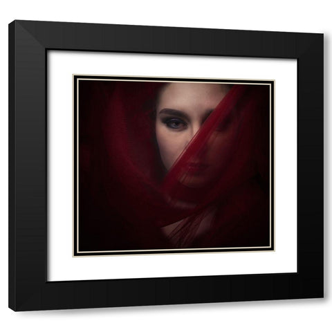 Red Panther Black Modern Wood Framed Art Print with Double Matting by Hardibudi