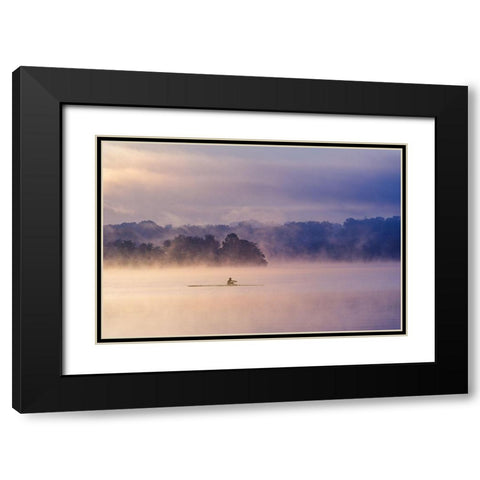 Morning Exercise Black Modern Wood Framed Art Print with Double Matting by Li, Austin