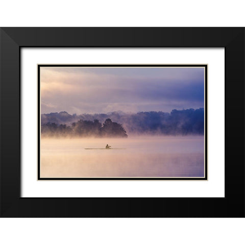 Morning Exercise Black Modern Wood Framed Art Print with Double Matting by Li, Austin