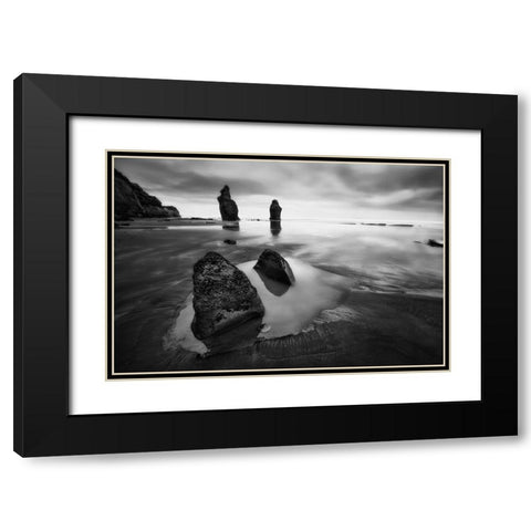 Three Sisters Beach Black Modern Wood Framed Art Print with Double Matting by Zhang, Yan