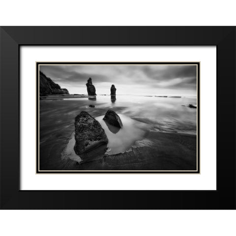 Three Sisters Beach Black Modern Wood Framed Art Print with Double Matting by Zhang, Yan