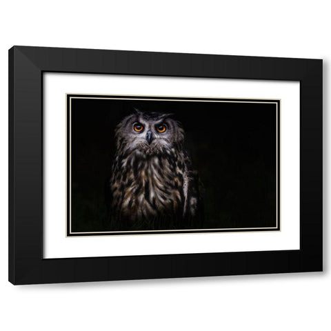Prince Of The Night Black Modern Wood Framed Art Print with Double Matting by Benezech, Martine
