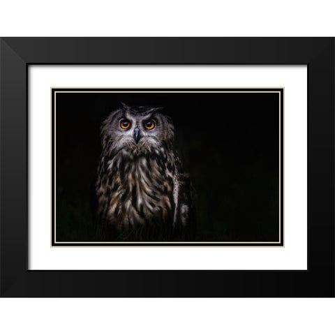 Prince Of The Night Black Modern Wood Framed Art Print with Double Matting by Benezech, Martine