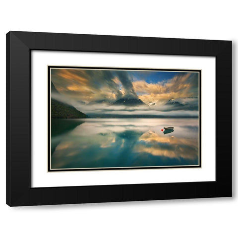 One... Black Modern Wood Framed Art Print with Double Matting by Browko, Krzysztof
