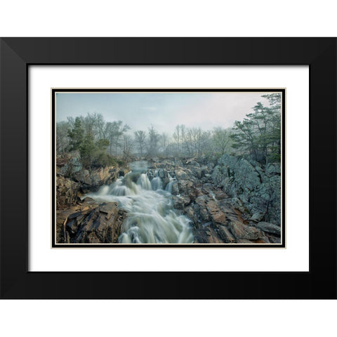 Dawn At Middle Falls Black Modern Wood Framed Art Print with Double Matting by Walker, Fred