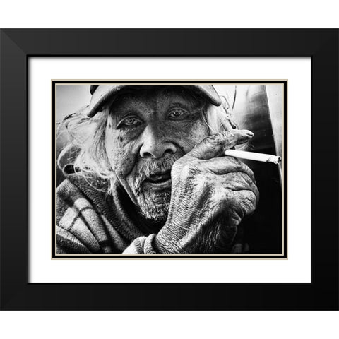 Untitled Black Modern Wood Framed Art Print with Double Matting by Suzuki, Tatsuo