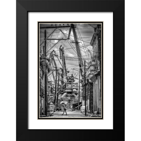 Umbrella Black Modern Wood Framed Art Print with Double Matting by Bauer, Andreas