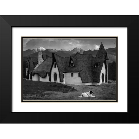Fantasy Cob Castle From Transylvania Black Modern Wood Framed Art Print with Double Matting by Vasiu, Sebastian