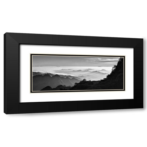 Sanqing Mountain Sunrise Black Modern Wood Framed Art Print with Double Matting by Xu, Mei