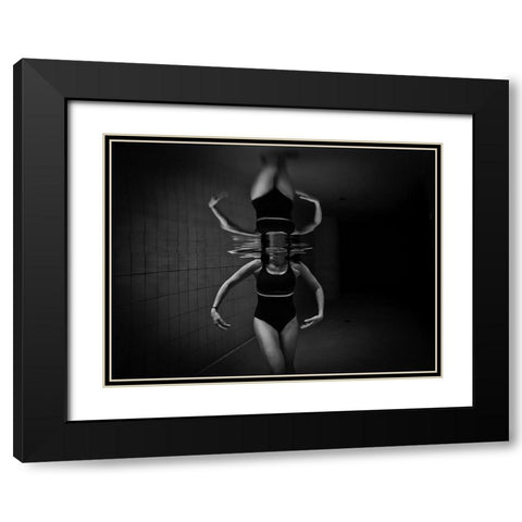 Ballerina Black Modern Wood Framed Art Print with Double Matting by Zocca, Stefano