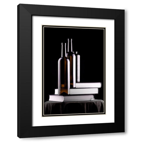 Still Life With Books Black Modern Wood Framed Art Print with Double Matting by Barkow, Brig