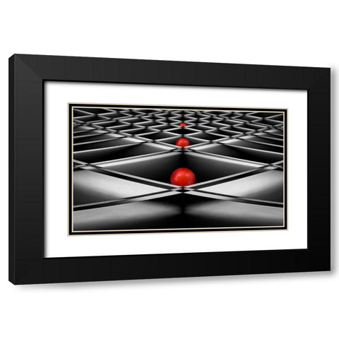 Lined Up Black Modern Wood Framed Art Print with Double Matting by Hammer, Jacqueline