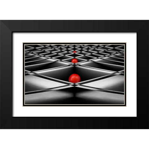 Lined Up Black Modern Wood Framed Art Print with Double Matting by Hammer, Jacqueline