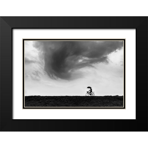 Stormbringer Black Modern Wood Framed Art Print with Double Matting by Hashimoto, Tetsuya