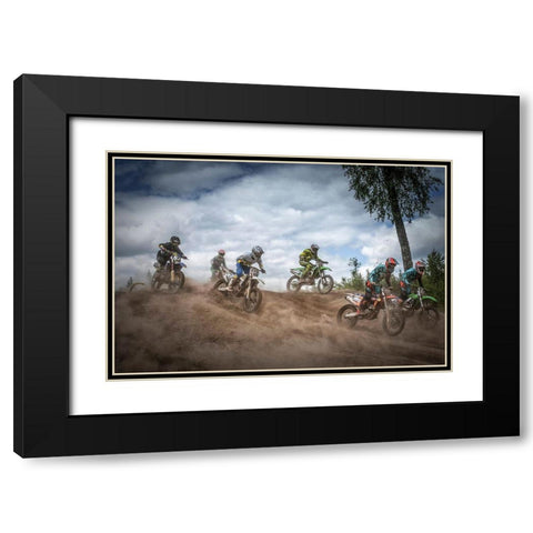 Swedish Championships In Motocross 2016 Black Modern Wood Framed Art Print with Double Matting by Pettersson, Benny