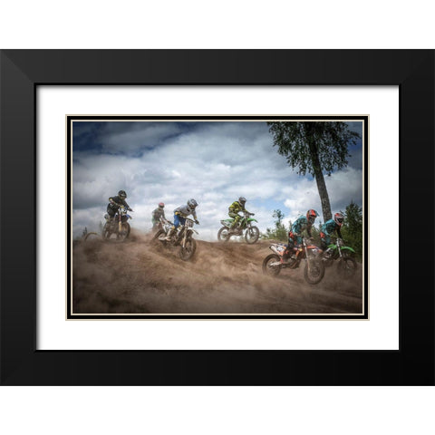 Swedish Championships In Motocross 2016 Black Modern Wood Framed Art Print with Double Matting by Pettersson, Benny