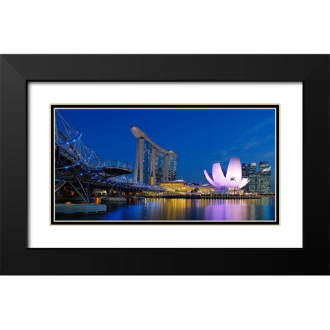 Marina Sands Bay - Blue Hour Black Modern Wood Framed Art Print with Double Matting by Gavra, Assaf