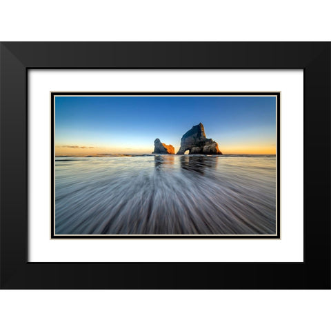 Wharariki Beach Black Modern Wood Framed Art Print with Double Matting by Zhu, Hua