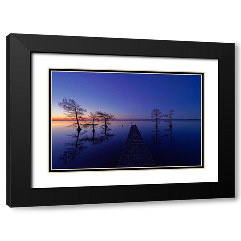 Waiting Black Modern Wood Framed Art Print with Double Matting by Yu, Liyun