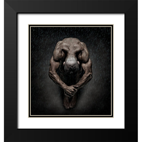 Igor In The Rain Ii Black Modern Wood Framed Art Print with Double Matting by DDiArte