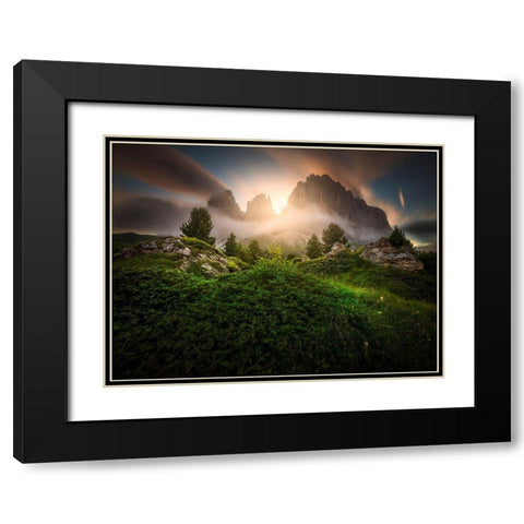 Dolomia Sunset Black Modern Wood Framed Art Print with Double Matting by Rebustini, Luca
