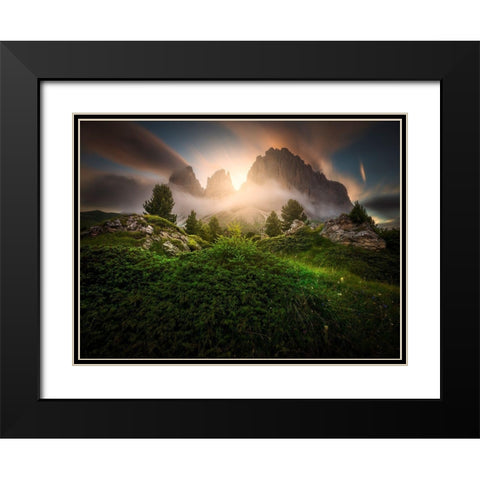Dolomia Sunset Black Modern Wood Framed Art Print with Double Matting by Rebustini, Luca