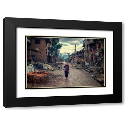 Alone Black Modern Wood Framed Art Print with Double Matting by Al Farsi, Haitham