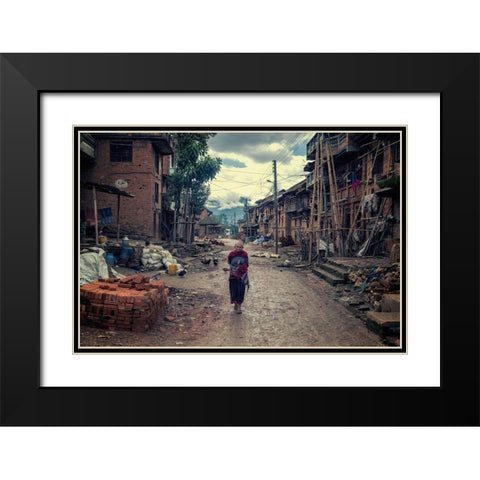 Alone Black Modern Wood Framed Art Print with Double Matting by Al Farsi, Haitham
