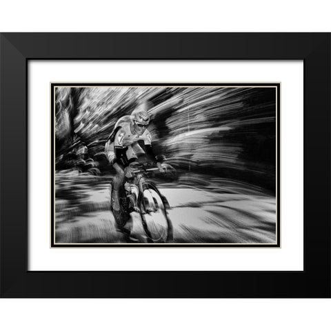 Fireworks Black Modern Wood Framed Art Print with Double Matting by Urlings, Lou