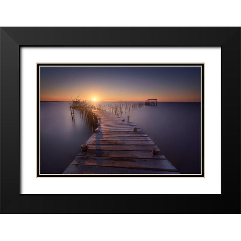 The Last Dock Black Modern Wood Framed Art Print with Double Matting by Ferrero, Ivan