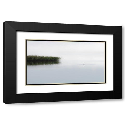 The Lone Fisher Black Modern Wood Framed Art Print with Double Matting by Emanuelson, Bjorn