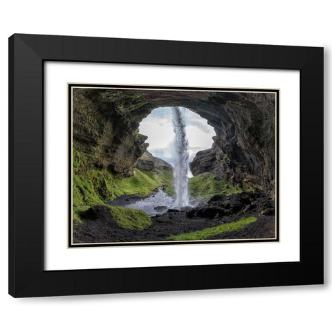 Hidden Waterfall Black Modern Wood Framed Art Print with Double Matting by Kort, Bragi