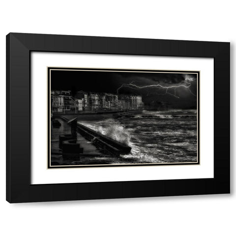 Dark Stormy Evening In Normandy Black Modern Wood Framed Art Print with Double Matting by Depaepe, Yvette