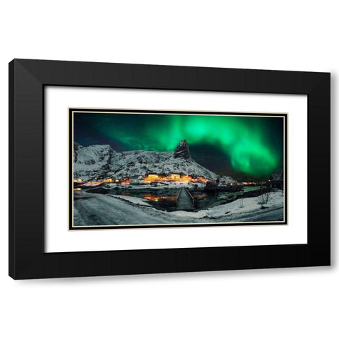 Over The Mountain Black Modern Wood Framed Art Print with Double Matting by Zhu, Jingshu