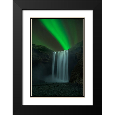 Skogafoss Black Modern Wood Framed Art Print with Double Matting by Zhu, Jingshu
