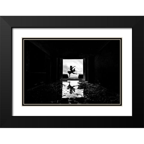 I Believe I Can Fly Black Modern Wood Framed Art Print with Double Matting by Medeiros, Paulo