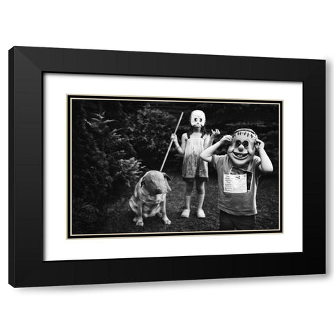 Zombies Hunting Black Modern Wood Framed Art Print with Double Matting by Strzelecka, Monika