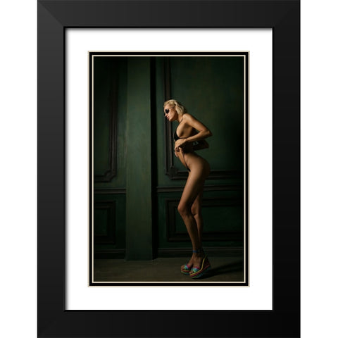 Green Black Modern Wood Framed Art Print with Double Matting by Skachkov, Denis