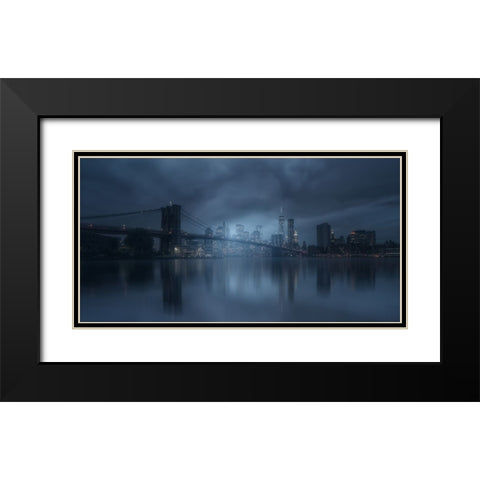 Blue River Black Modern Wood Framed Art Print with Double Matting by Martin Castan, David