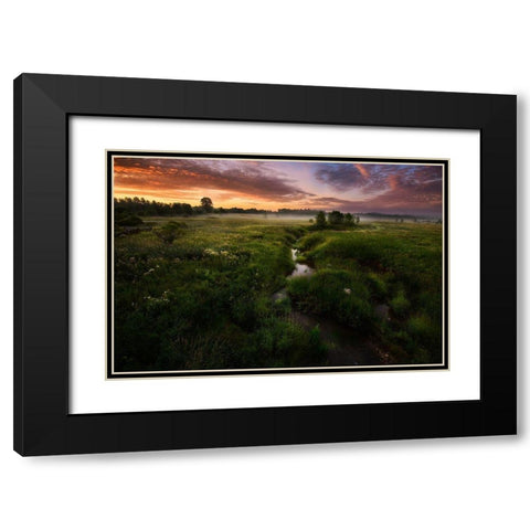 Morning On Kesma River Black Modern Wood Framed Art Print with Double Matting by Volkov, Kirill