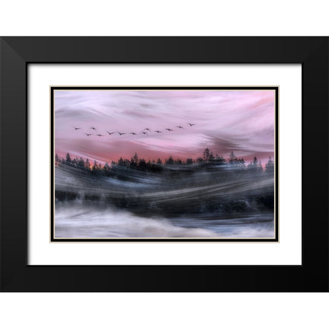 Leaving At Dawn Black Modern Wood Framed Art Print with Double Matting by Emanuelson, Bjorn