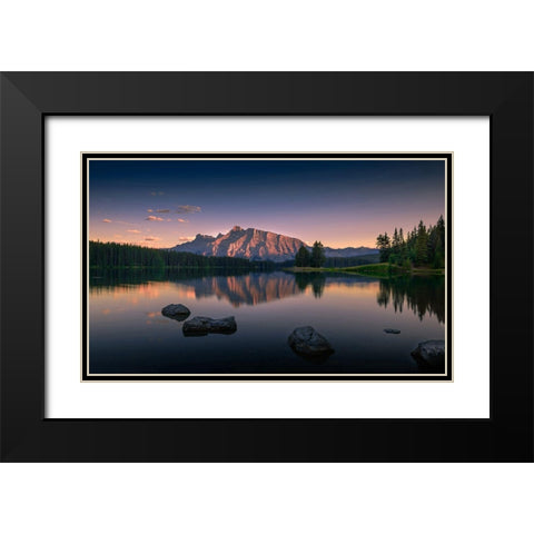 Serenity Black Modern Wood Framed Art Print with Double Matting by Dai, Wei