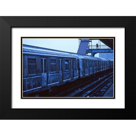 The Train-From The Series Qnew York Bluesq Black Modern Wood Framed Art Print with Double Matting by Matthes, Dieter