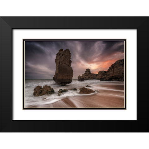 Totem Black Modern Wood Framed Art Print with Double Matting by Menendez Covelo, Ramon