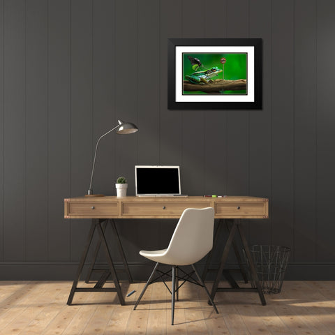 No Jump Black Modern Wood Framed Art Print with Double Matting by Almawash, Sulaiman