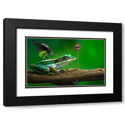No Jump Black Modern Wood Framed Art Print with Double Matting by Almawash, Sulaiman